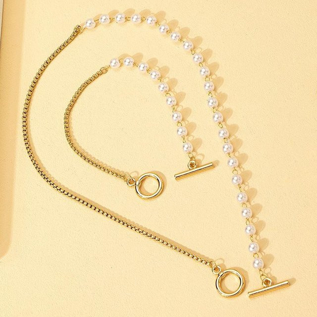 YIRAN Jewelry Schmuckset, Halsketten und Armband, Perle, Kupfer, beige, Damen - Bild 1