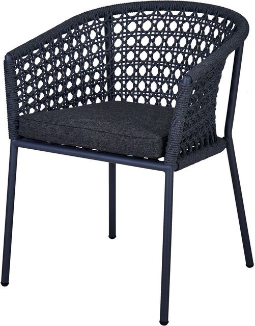 OUTFLEXX Zui Diningsessel in Anthrazit mit Polster aus Aluminium und Rope, B/T/H: 66 x 64 x 85 cm - Bild 1