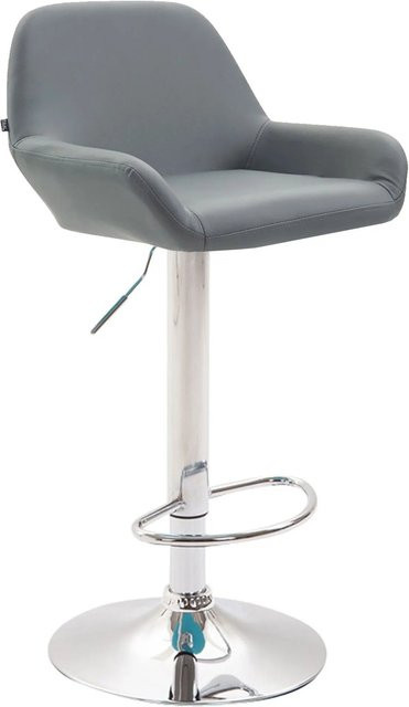 DELUKE Barhocker DUBLIN Tresenhocker aus grauem Kunstleder mit Lehne und Chromgestell - Bild 1