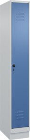 C+P Spind Classic PLUS Spind mit Sockel, 1 Abteil, Grau/Blau, H x B x T: 195 x 30 cm x 50 cm, mit Sicherheits-Drehriegel, 4 Garderobenhaken und mittiger Trennwand - Bild 1