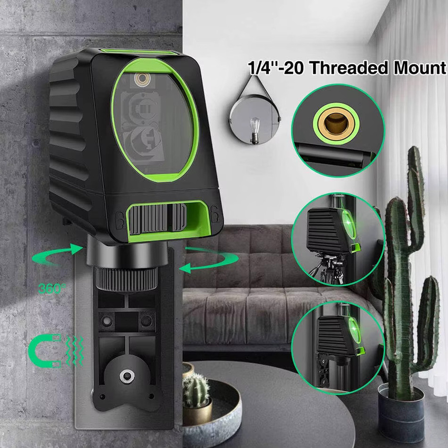 Huepar BOX-1G Kreuzlinien-Laser-Level mit zwei selbstnivellierenden grünen Strahlen für den Außenbereich, Farbe: Grün/Schwarz - Bild 2