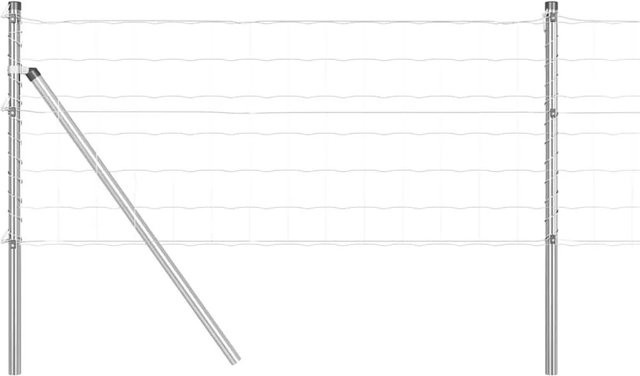 vidaXL Zaun mit Pfosten aus Stahl und PVC in Silber, Höhe: 0,6 m, Länge: 25 m - Bild 1