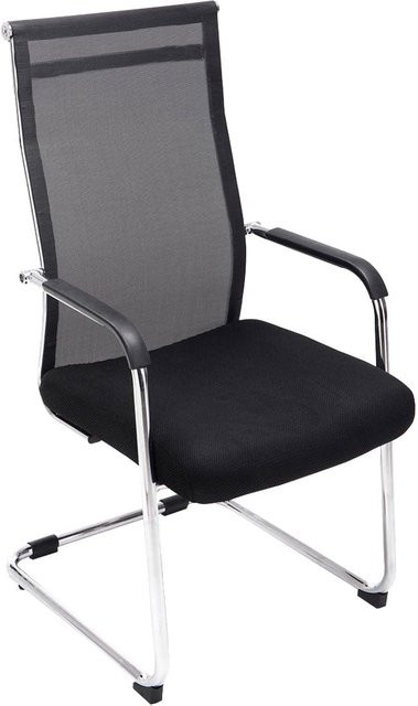 TPFLiving Besucherstuhl Brent Two mit Netzbezug und Chromgestell, Schwarz, B/T/H: 62,0 x 55,0 x 110,0 cm - Bild 1