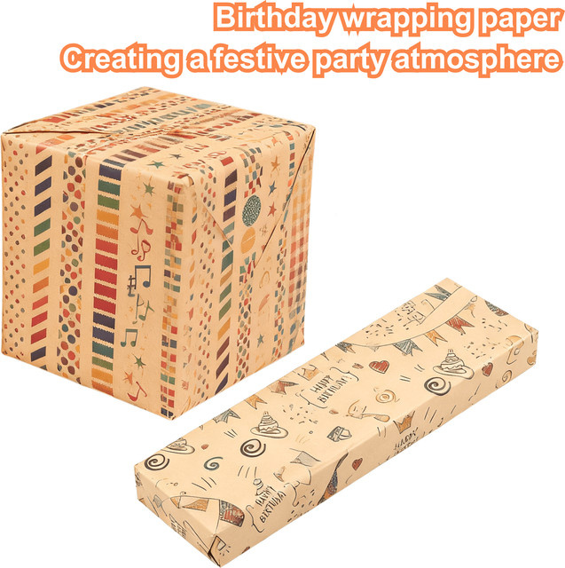 5 Stück braunes Kraftpapier als festliches Geschenkpapier für Geburtstage und als Bucheinband - Bild 1
