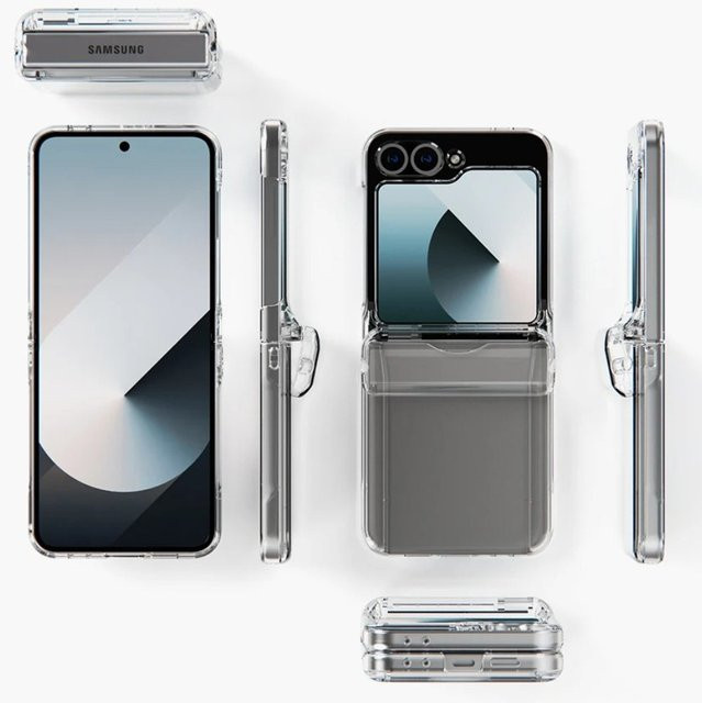 Stoßfeste Handyhülle mit Kartenhalter für Samsung Galaxy Z Flip 7, 6, 5, 4 in Transparent - Bild 1