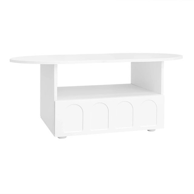 okwish Couchtisch in Wolkenform mit Schubladen und Ablagefächern in Weiß, B/T: 100 x 60 cm - Bild 1