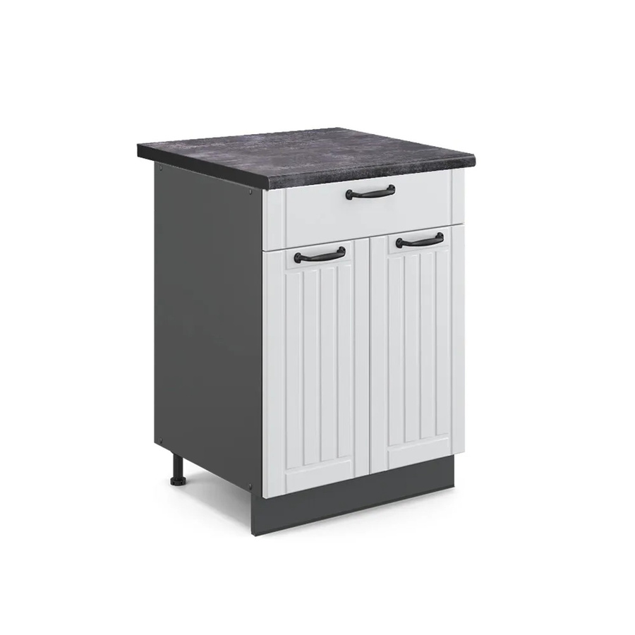 Vicco Küchenunterschrank Fame-Line in Weiß und Anthrazit im Landhausstil mit Schublade, Breite: 60 cm - Bild 2