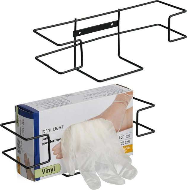 Relaxdays Handschuhspender aus Eisen in Schwarz, 2er Set zur Wandmontage, B/T/H: 9,5 x 9,5 x 28 cm - Bild 1