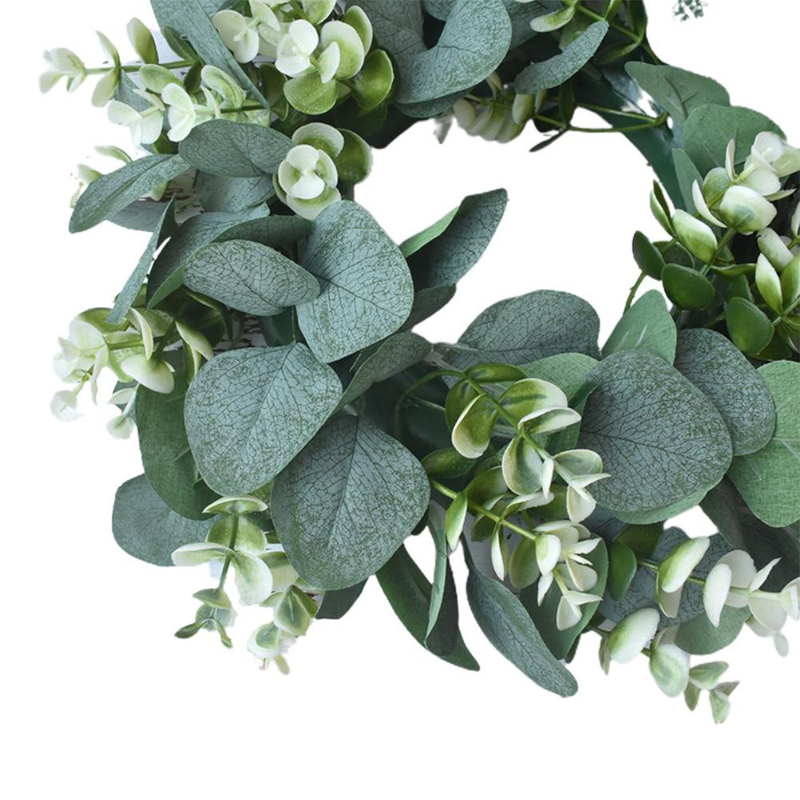 Künstlicher floraler Kranz von TOMTOP JMS in Grün, Gelb und Orange als Wandbehang und Frühlingsdekoration für drinnen und draußen - Bild 7