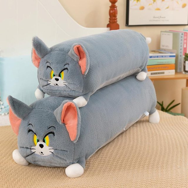YIRAN Plüschkissen Tom und Jerry Cartoon Design, Grau, Durchmesser: 80 cm - Bild 1