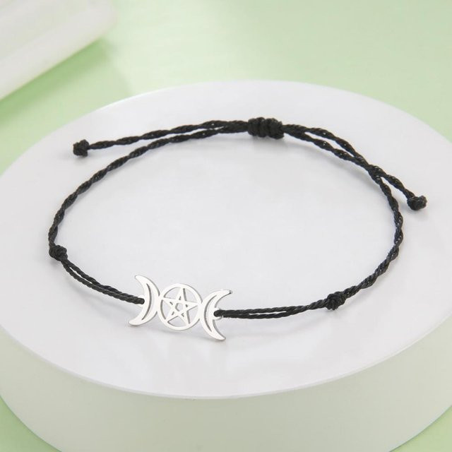Armband Damen, Edelstahl, Dreifachmond, Pentagramm, 17-22cm - Bild 1
