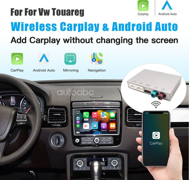 AUTOABC Kabelloses CarPlay und Android Auto Multimedia-System für Volkswagen Touareg mit 8-Zoll-Bildschirm zur Spiegelung von RNS850 (2010-2018) mit Wi-Fi und Bluetooth - Bild 1