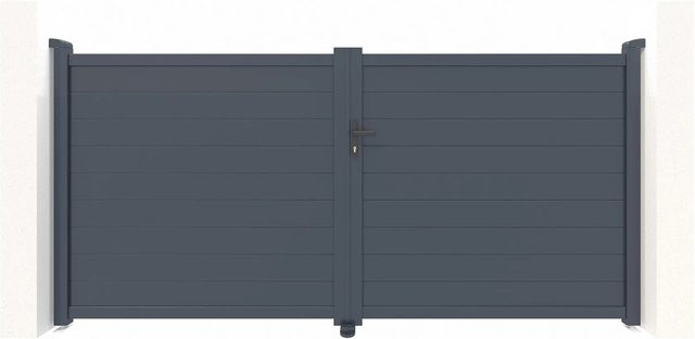 Casanoov Elektrisches Flügeltor Eiger aus Aluminium in Anthrazit und Grau mit Drehtorantrieb Ranger B150, B/H: 305 x 163 cm - Bild 1