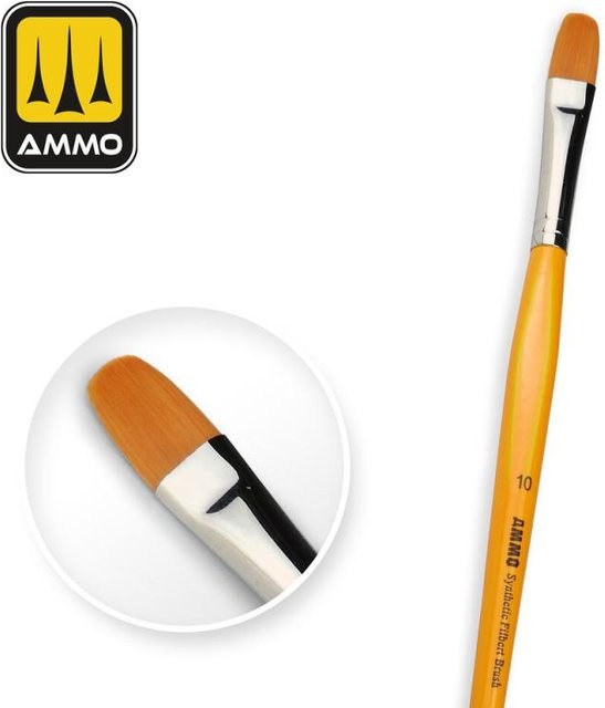 AMMO by MIG Jimenez 10er Set Synthetik-Filbert-Pinsel mit T-Griff in Mehrfarbig - Bild 1