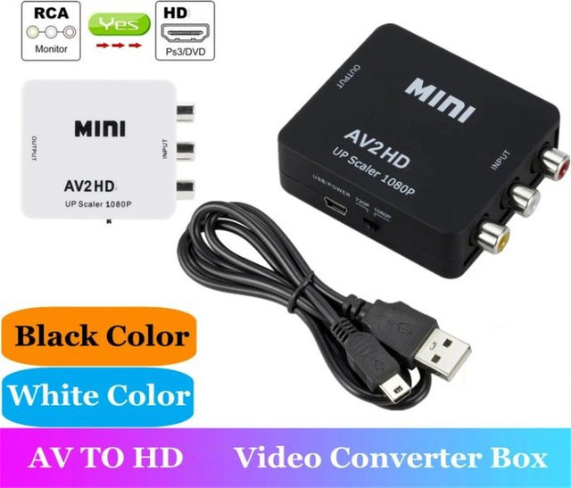 RCA AV zu HDMI Konverter Adapter in Schwarz für 1080P Full HD Video mit USB-Stromversorgung - Bild 1