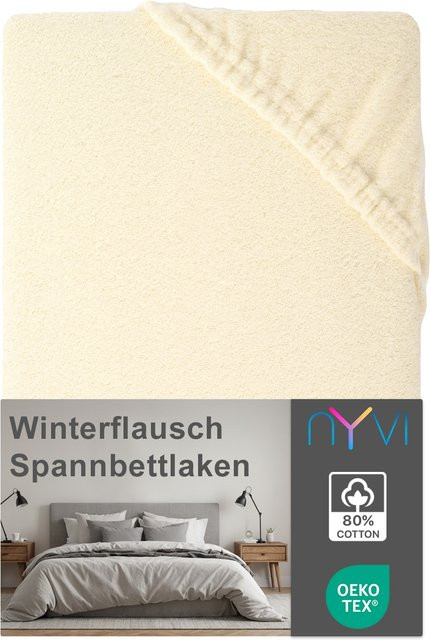 NYVI Spannbettlaken DreamScience Winterflausch in Natur/Beige, kuschelweiches Winter Bettlaken für Matratzen bis 22 cm Höhe, Größe: 180 x 200 cm und 200 x 200 cm - Bild 1