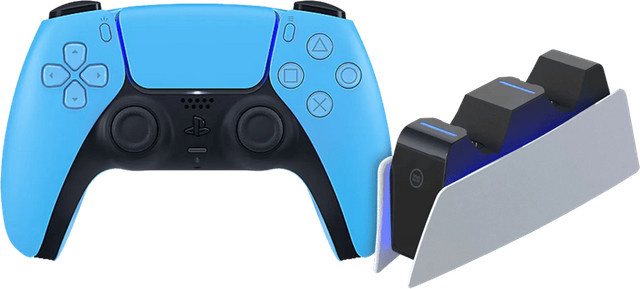 Sony PlayStation 5 DualSense Wireless Controller in Starlight Blue mit BlueBuilt Ladestation - Bild 1
