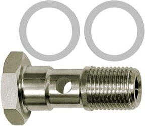 Riegler Hohlschraube mit PTFE-Dichtring aus Edelstahl in Silber, G 1/2 Zoll - Bild 1
