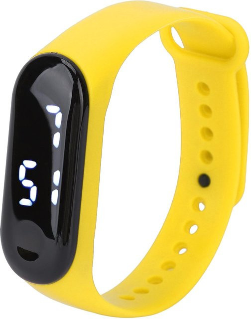 Neoglint Unisex Digitaluhr mit LED-Weißlichtanzeige und Silikonarmband in Schwarz und Gelb - Bild 1