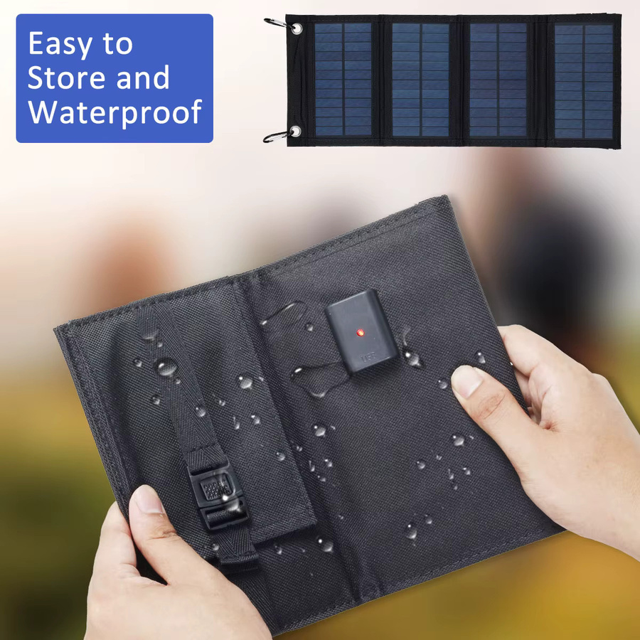 Tragbares 100W Faltbares USB-Solarpanel aus Kristall-Silizium in Schwarz mit USB-C Anschluss für Outdoor und Notfall-Ladestationen - Bild 3