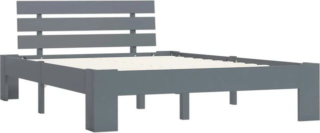 vidaXL Massivholzbett aus Kiefer in Grau, Modernes Bettgestell für Erwachsene, B/T/H: 140 x 200 x 66 cm - Bild 1