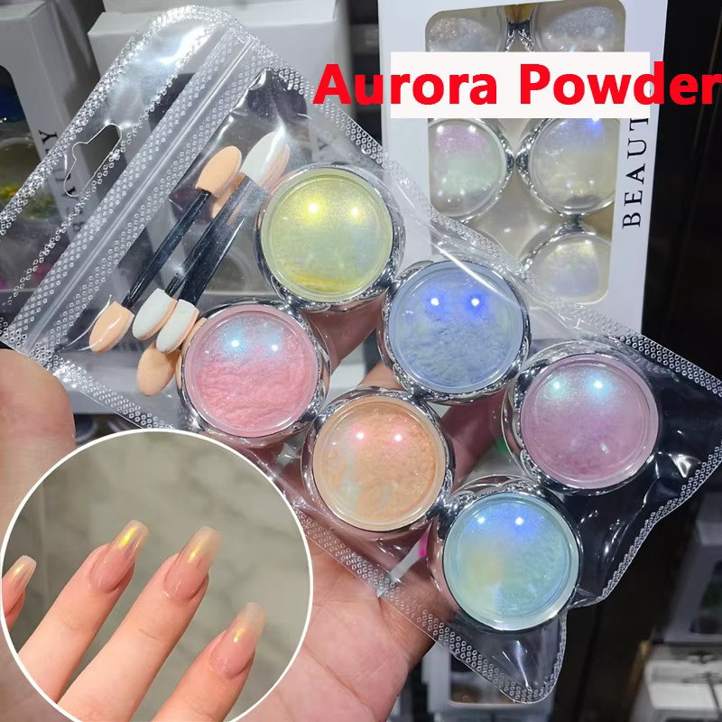 MAFANAILS Nagelpulver Aurora Schimmer Metallic, 6 Teile/Satz - Bild 2