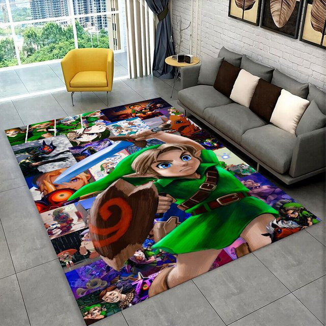 Rutschfester Kinderteppich Potdemiel Z-Zelda Cartoon Link in Mehrfarbig für Kinderzimmer, Schlafzimmer oder Wohnzimmer - Bild 1