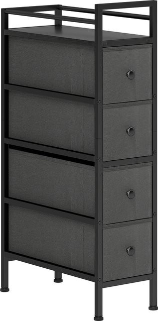 HOMCOM Kommode mit 4 Schubladen aus Vliesstoff und Stahlrahmen, schmaler Aufbewahrungsschrank in Schwarz für Schlafzimmer, Wohnzimmer oder Badezimmer - Bild 1