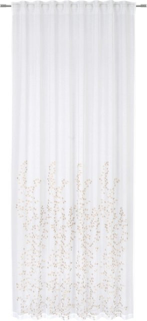 Mömax Fertigvorhang Livie Beige mit floralem Muster, semi-transparent, B/H: 135 x 245 cm - Bild 1