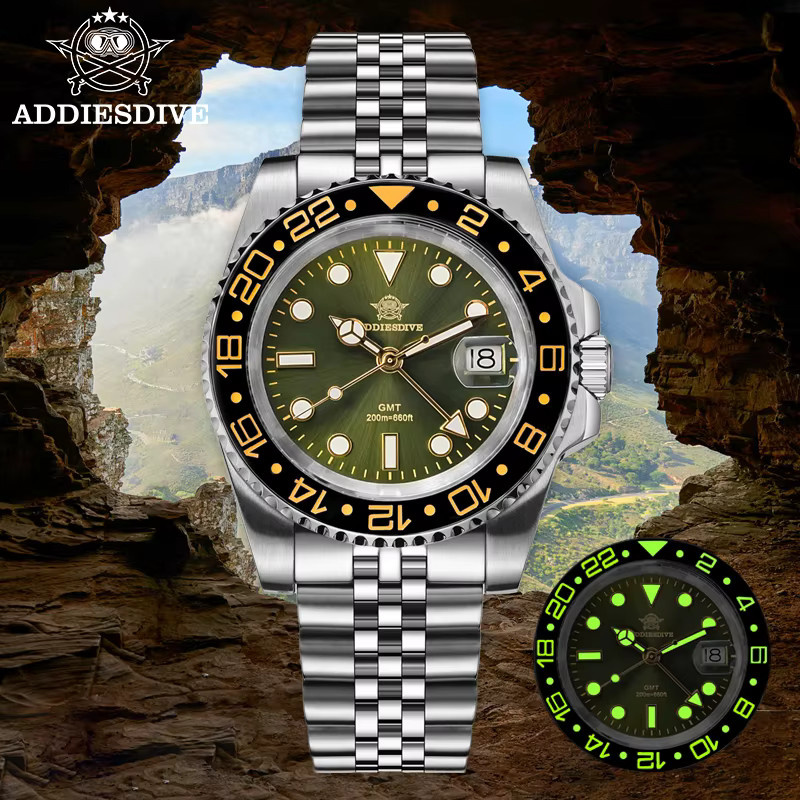ADDIESDIVE Armbanduhr, Quarz, Edelstahl, 40 mm, Herren, Grün - Bild 4