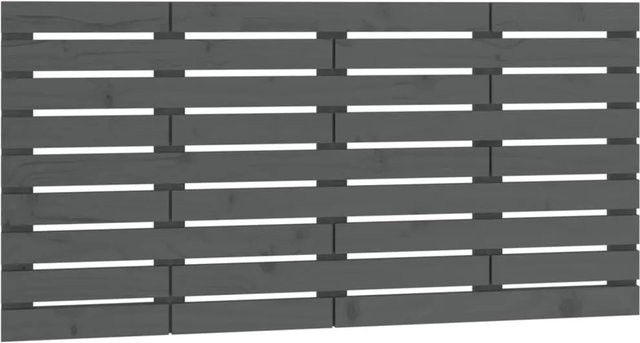 vidaXL Wand-Kopfteil aus massivem Kiefernholz in Grau mit rustikaler Optik, B: 146 cm, H: 63 cm, T: 3 cm - Bild 1