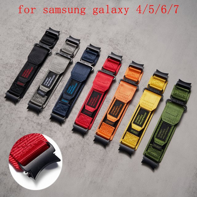 CAOWTAN Uhrenarmband Nylon, Schwarz, Samsung Galaxy Watch 4, 5, 6, 7 - Bild 1