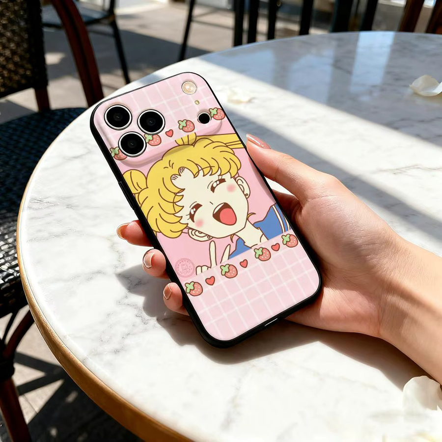 Anime S-Sailors Girl M-Moons Handyhülle für iPhone 17 16 15 14 13 12 11 Pro Max Plus Air Mini Soft Case in Schwarz - Bild 4