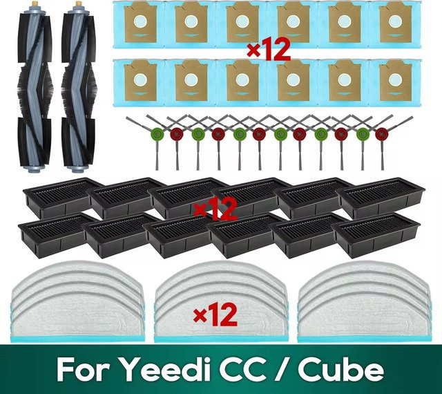 Ecovacs Yeedi Cube und Yeedi CC Ersatzteil-Set mit Hauptbürste, HEPA-Filter, Mopptüchern und Staubbeuteln, Multicolor - Bild 1