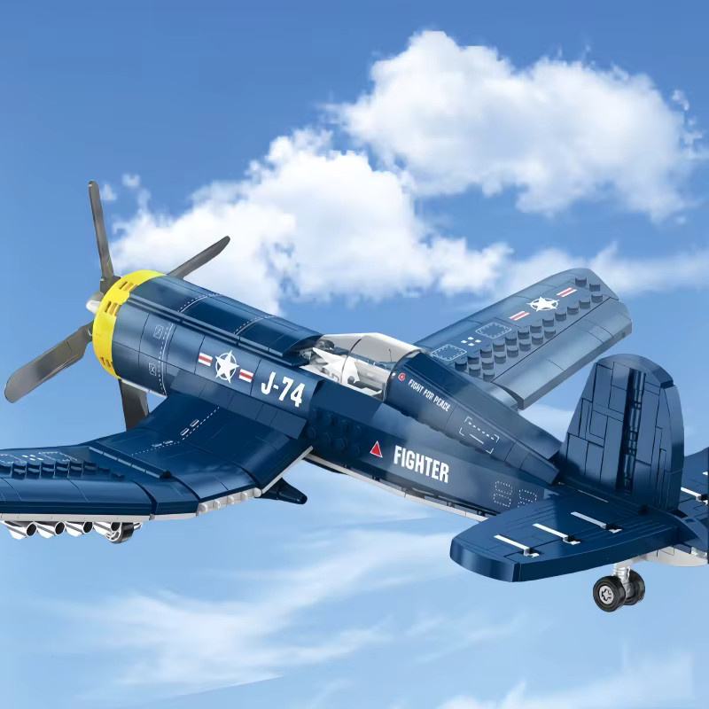 KNEW BUILT Fighter Jet Helicopter Plane Bausteinspielzeug in Blau für Jungen - Bild 2