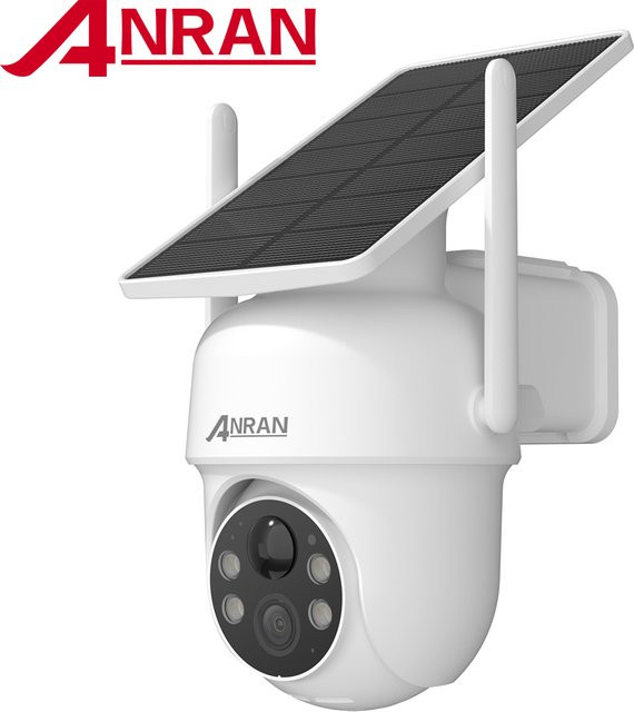ANRAN Solarkamera Outdoor mit 3/5MP Auflösung, 2.4G Wifi Sicherheitskamera mit PIR-Menschenerkennung, Farbnachtsicht und IP66 Wasserdichtigkeit, Farbe: Weiß - Bild 1