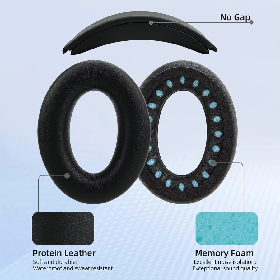 KUTOU Ersatz-Kopfbandkissen und Ohrpolster für Bose QC35 und QC45 Kopfhörer mit Geräuschisolierung aus Memory Foam in Schwarz oder Weiß - Bild 4
