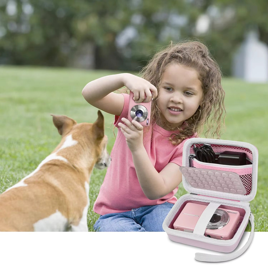 Kasfoti Aufbewahrungstasche für Digitalkameras in Pink, kompatibel mit CAMKORY, Lecnippy, Lecran, Kodak PIXPRO und Qumcou - Bild 5