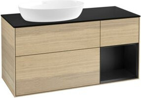 V&B Waschtischunterschrank Finion in Blau mit Eichenregal, Breite: 120 cm, Tiefe: 50,1 cm, Höhe: 50,1 cm - Bild 1