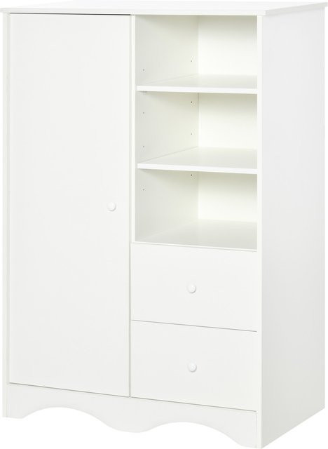 Aosom HOMCOM Aufbewahrungsschrank in Weiß mit 5 Regalen, 3 Fächern und 2 Schubladen für Schlafzimmer, Wohnzimmer oder Büro - Bild 1