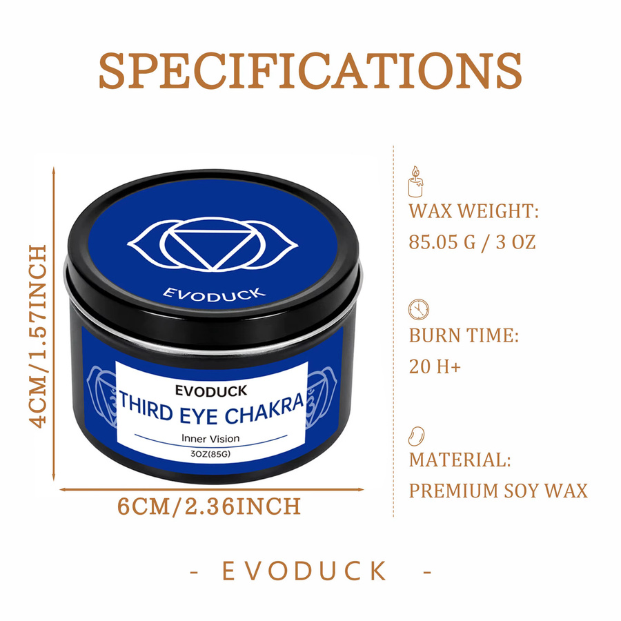 EVODUCK Salbei-Weihrauch-Duftkerze mit Kristall und Böser-Blick-Amulett für Meditation und Yoga, 3oz - Bild 3