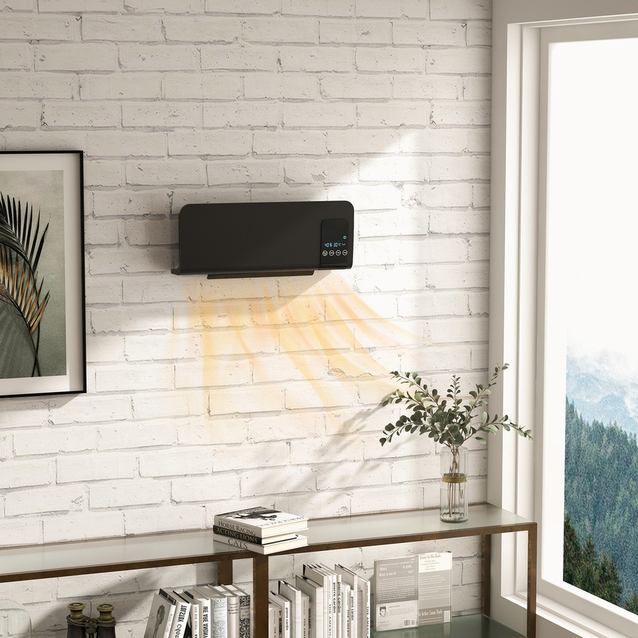 HOMCOM Keramik-Heizlüfter zur Wandmontage mit 2000W, Schwarz - Bild 2
