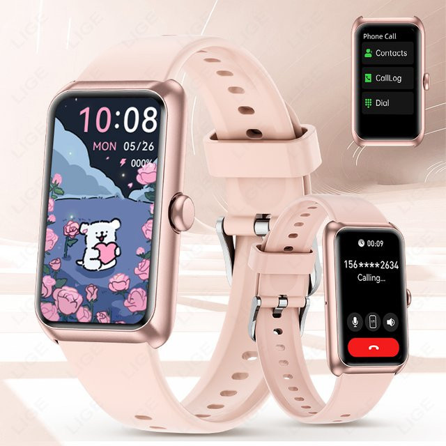 LIGE Smartwatch, Rosa Silikon, 1,47 Zoll, Unisex - Bild 1