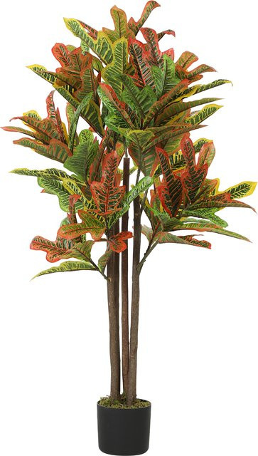 HOMCOM künstliche Crotonpflanze in Mehrfarbig mit 139 formbaren Blättern und weißem Topf, H x B x T: 120 x 55 x 55 cm - Bild 1