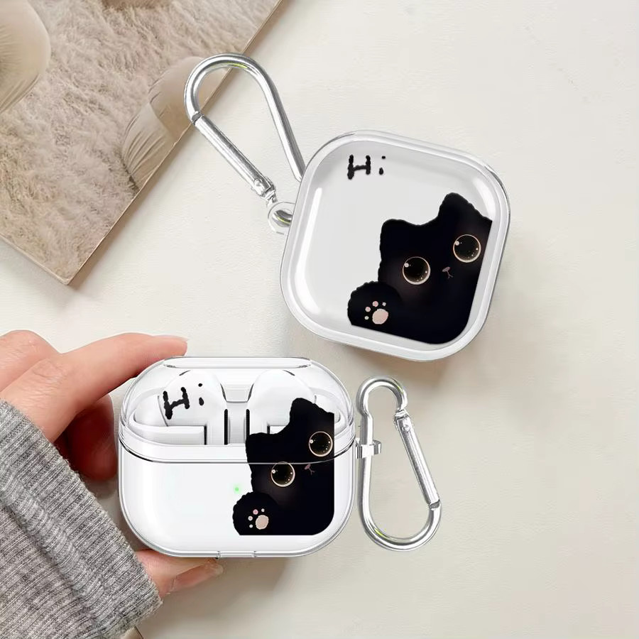 Hello Cute Cat Schutzhülle für Samsung Galaxy Buds 4 Pro, 3 Pro, 4 Pro Live, 3 FE, transparent - Bild 2