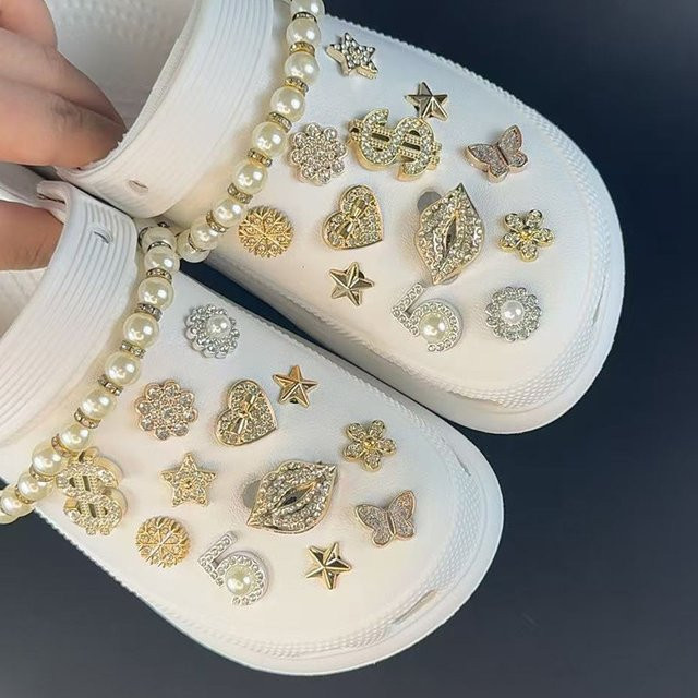 FHLDING Schuh Charms Set, Gold, Perle, Blume - Bild 1