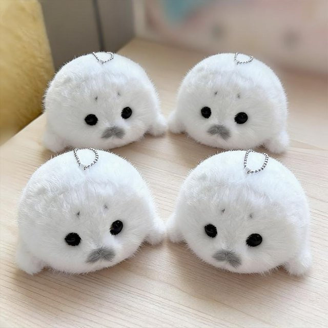 Linyi toy Seehundbaby-Puppe Plüschtier Anhänger, White, Damen - Bild 1
