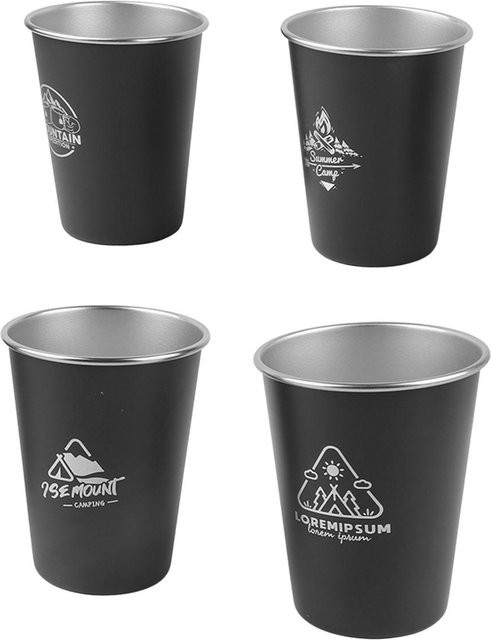 Fishine Tumbler Set aus 304 Edelstahl, 4 Stück, 350 ml, Schwarz und Grau - Bild 1