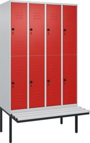 C+P Doppelstock-Spind Classic PLUS Sitzbank mit 4 Abteilen und Sicherheits-Drehriegel, B/T/H: 212 x 120 x 81,5 cm - Bild 1