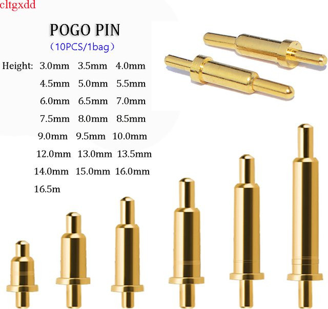 10-teiliger Pogo-Pin-Steckverbinder Set mit Goldkontakten für SMD-Pins und PCB Testfederprobe - Bild 1